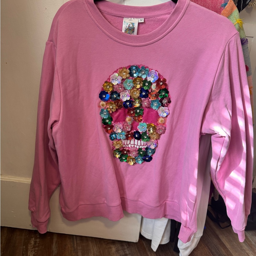 Queen of Sparkles - 3D Flower Skull Halloween Sweatshirt